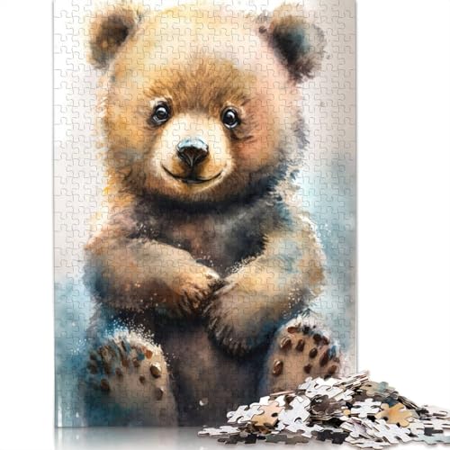 Bear Watersketch 1000-teiliges Puzzle für Erwachsene, rechteckige Papptafel, schwierige Puzzles für Frauen und Männer, 1000 Stück (75 x 50 cm) von QBIREX