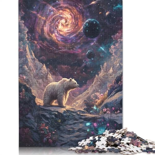 Bear in Space Cosmic Puzzles 1000 Teile Schwer Puzzle Spielzeug Lernspiel Impossible Herausforderung Spielzeug Für Erwachsene Kinder 1000pcs (75x50cm) von QBIREX