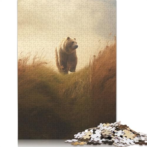 Bear in Tall Grass Puzzle 1000 Teile Schwer Puzzle Spielzeug Lernspiel Impossible Herausforderung Spielzeug Für Erwachsene Kinder 1000pcs (75x50cm) von QBIREX