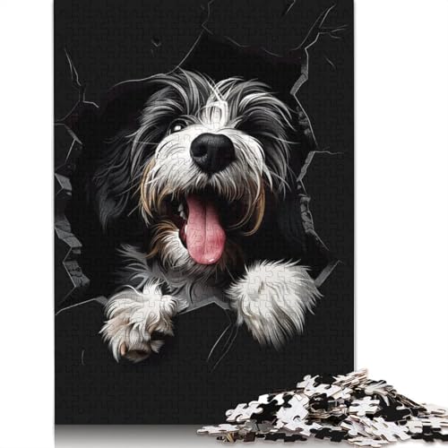 Bearded Collie Puzzle 1000-teilige Schwer Puzzle Spielzeug Lernspiel Impossible Herausforderungsspielzeug Für Erwachsene Kinder 1000pcs (75x50cm) von QBIREX