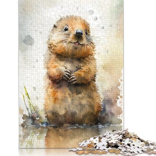 Beaver Watersketch Puzzle-Spielzeug für Erwachsene, Lernspiel, Puzzle-Spiele für Erwachsene für Frauen und Männer, 1500 Teile (85 x 57 cm) von QBIREX