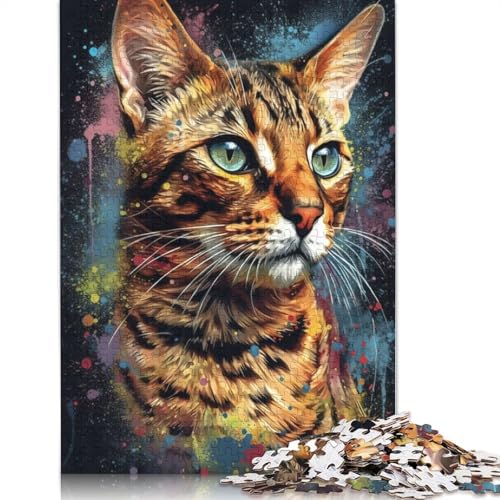 Bengal Cat Painting Puzzle 1000 Teile Schwer Puzzle Spielzeug Lernspiel Impossible Herausforderungsspielzeug Für Erwachsene Und Kinder Ab 14 Jahren 1000pcs (75x50cm) von QBIREX