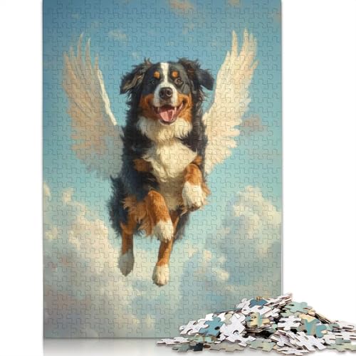 Berner Sennenhund, Engel, sanfter riesiger Gedenkhund mit Flügeln, Puzzle, DIY-Spiel, Premium-Karton, Puzzle, 1000 Teile (75 x 50 cm) von QBIREX