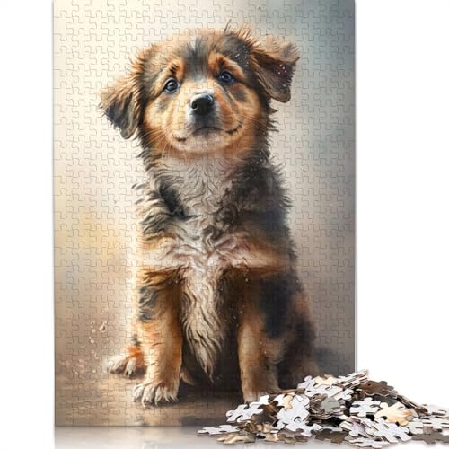 Berner Sennenhund-Aquarell-Puzzles für Erwachsene, 1000 herausfordernde und knifflige ungewöhnliche Puzzles für Kinder ab 12 Jahren, 1000 Teile (75 x 50 cm) von QBIREX