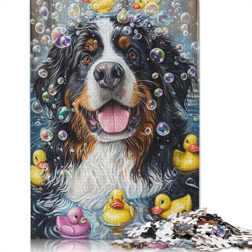 Berner Sennenhund-Puzzle, Denksportaufgabe, rechteckiges Papierpuzzle für Erwachsene und Teenager, 1000 Teile (75 x 50 cm) von QBIREX
