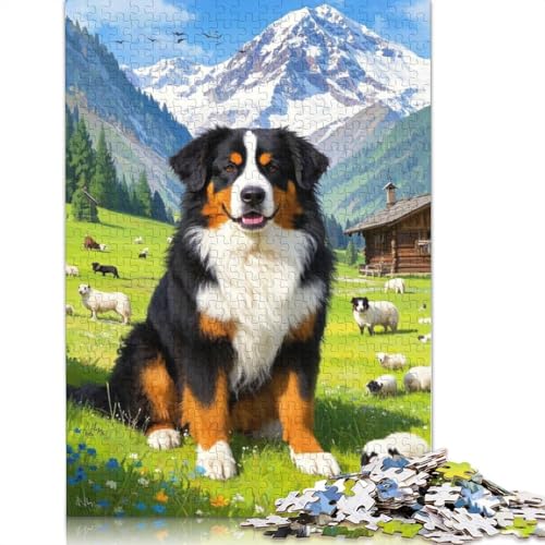 Bernese Mountain Dog Puzzles 1000 Teile Schwer Puzzle Spielzeug Lernspiel Impossible Herausforderungsspielzeug Für Erwachsene Und Kinder Ab 14 Jahren 1000pcs (38x26cm) von QBIREX