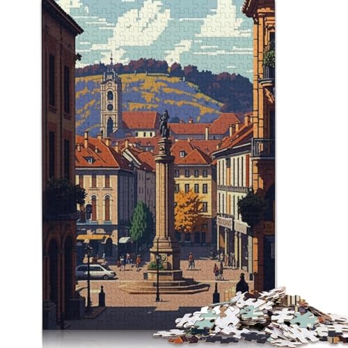 Besancon Pixel Art Puzzle-Spielzeug, Lernspiel, Premium-Karton-Puzzle für Erwachsene und Kinder, 1000 Teile (26 x 38 cm) von QBIREX