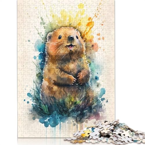 Biber-Aquarell-Skizzen-Puzzles für Erwachsene ab 18 Jahren, Upe-Lernspiele, Puzzle für Erwachsene und Kinder, 1000 Teile (75 x 50 cm) von QBIREX