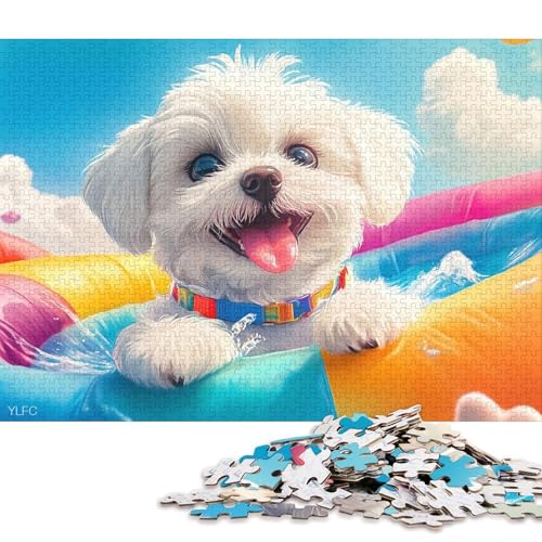Bichon Frise Puzzle, Dekompressionsspielzeug, 100% recycelter Karton, Puzzle für Erwachsene und Teenager, Vatertagsgeschenke, 70 x 50 cm, 1000 Teile Bichon Frise Puzzle, Dekompressionsspielzeug, 100% recycelter Karton, Puzzle für Erwachsene und Teenager, Vatertagsgeschenke, 70 x 50 cm, 1000 Teile von QBIREX