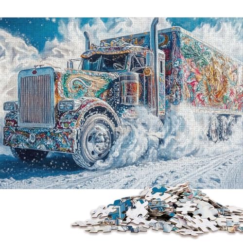 Big Truck Puzzle Lernspiele Familienaktivitäten Premium-Karton-Puzzle für Frauen Männer 70x50cm/1000 Teile von QBIREX