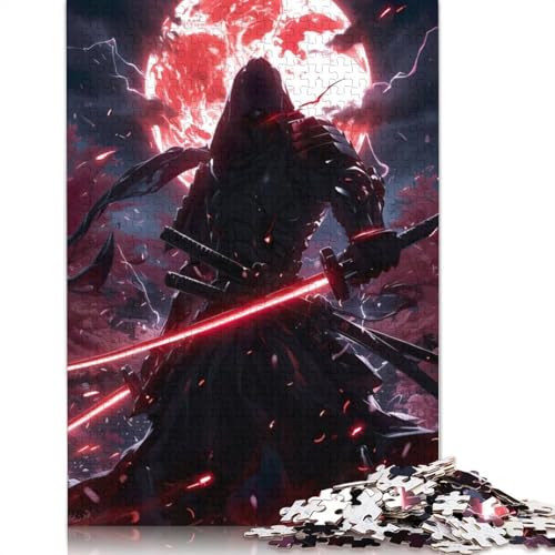 Black Bloodmoon Samurai Puzzle-Spielzeug für Erwachsene, Lernspiel, Puzzlespiele für Erwachsene für Frauen und Männer, 520 Teile (52 x 38 cm) von QBIREX