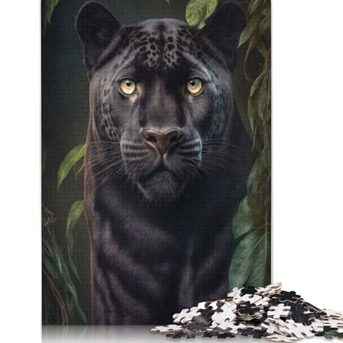 Black Leopard Puzzles 1000 Teile Schwer Puzzle Spielzeug Lernspiel Impossible Herausforderungsspielzeug Für Erwachsene Und Kinder Ab 12 Jahren 1000pcs (38x26cm) von QBIREX