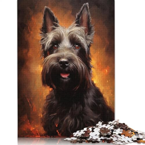 Black Scottish Terrier Portrait Puzzle 1000-teilige Schwer Puzzle Spielzeug Lernspiel Impossible Herausforderungsspielzeug Für Erwachsene Und Kinder in Bewährter 1000pcs (38x26cm) von QBIREX
