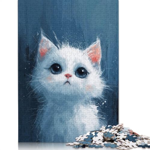 Blauäugiges Kätzchen-Puzzle-Spielzeug, Lernspiel, Premium-Karton-Puzzle für Erwachsene und Kinder, 1000 Teile (75 x 50 cm) von QBIREX
