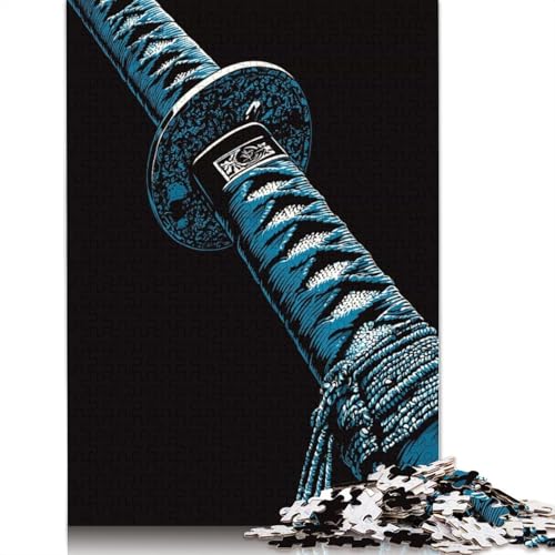 Blaues Katana-Nahaufnahme-Puzzle, 1000 Teile, für Erwachsene und Jugendliche ab 12 Jahren, 1000 Teile (38 x 26 cm) von QBIREX