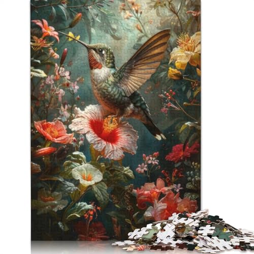Blumenkolibri-Puzzle für Erwachsene, herausfordernd und knifflig, Puzzle für Erwachsene für Jungen oder Mädchen, 520 Teile (52 x 38 cm) von QBIREX