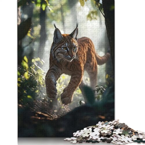 Bobcat in The Forest Puzzle 1000-teilige Schwer Puzzle Spielzeug Lernspiel Impossible Herausforderungsspielzeug Für Erwachsene Und Kinder in Bewährter 520pcs (52x38cm) von QBIREX