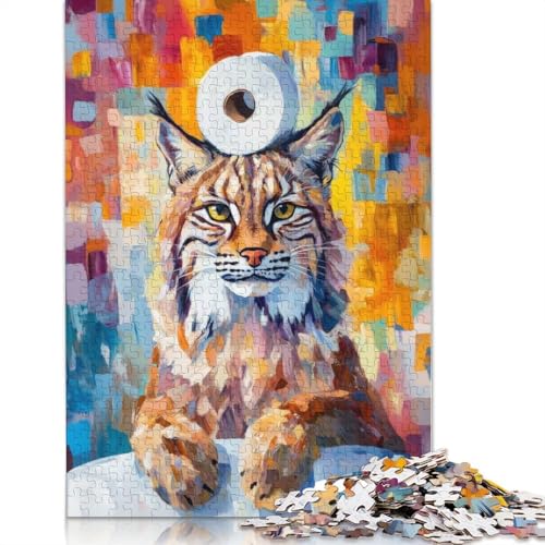 Bobcat mit Toilettenpapier-Puzzle, DIY-Spiel, Premium-Karton-Puzzle für Frauen und Männer, 1000 Teile (38 x 26 cm) von QBIREX