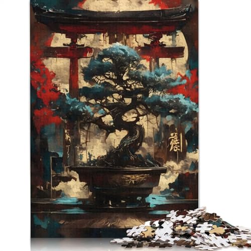 Bonsai-Baum und Torii-Tor, 520-teiliges Puzzle für Erwachsene, 100% recycelte Holzplatte, schwierige Puzzles für Frauen und Männer, 520 Teile (52 x 38 cm) von QBIREX