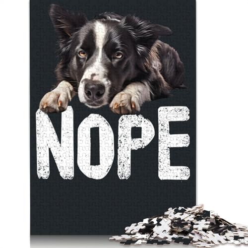 Border Collie Nope Puzzles 1000-teilige Schwer Puzzle Spielzeug Lernspiel Impossible Herausforderungsspielzeug Für Erwachsene Kinder 1000pcs (75x50cm) von QBIREX