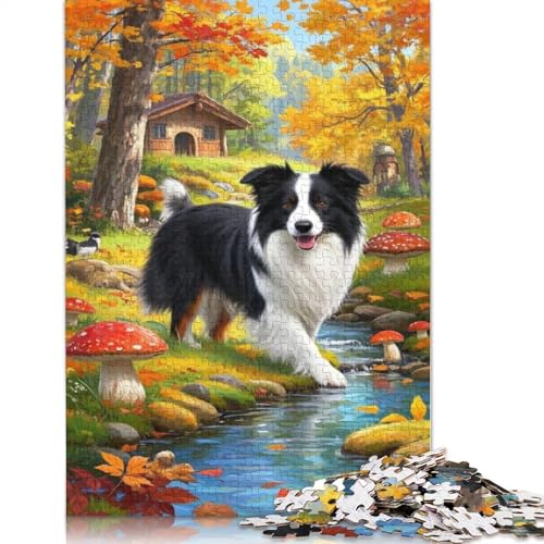 Border-Collie-Puzzle, Premium-Puzzle aus 100% recyceltem Kartonpapier, rechteckig, für Damen und Herren, einzigartiges Geschenk, 1000 Teile (38 x 26 cm) von QBIREX