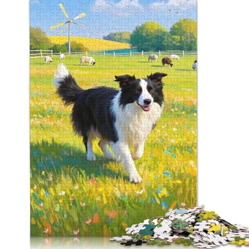 Border Collie Puzzle 1000 Teile Schwer Puzzle Spielzeug Lernspiel Impossible Herausforderungsspielzeug Für Erwachsene Kinder 1000pcs (38x26cm) von QBIREX