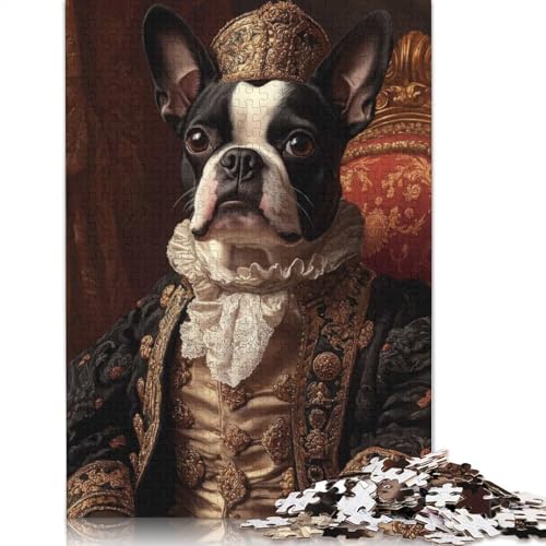 Boston Terrier Renaissance-Puzzle, schwierige Herausforderung, 100% recycelter Karton, Puzzle für Erwachsene, 1000 Teile (75 x 50 cm) von QBIREX
