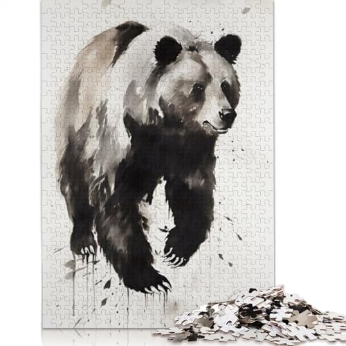 Braunbär-Tintenpuzzle, Entspannungs-Herausforderung, Spielzeug, rechteckiges Papierpuzzle für Jungen oder Mädchen, Vatertagsgeschenke, 1000 Teile (75 x 50 cm) von QBIREX