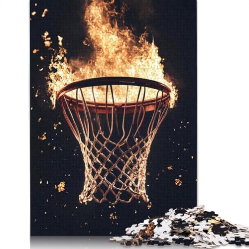 Brennendes Basketballkorb-Puzzle, schwierige Herausforderung, 100% recycelter Karton, Puzzle für Kinder ab 12 Jahren, 1000 Teile (26 x 38 cm) von QBIREX