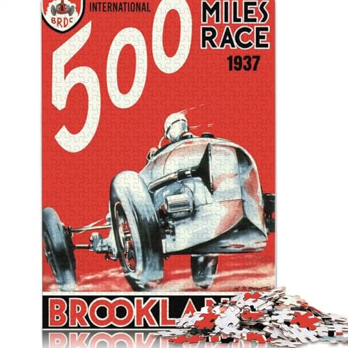 Brooklands 500-Meilen-Rennen 1937, Puzzle-Spielzeug, Lernspiel, Premium-Karton-Puzzle für Erwachsene und Kinder, 1000 Teile (75 x 50 cm) von QBIREX