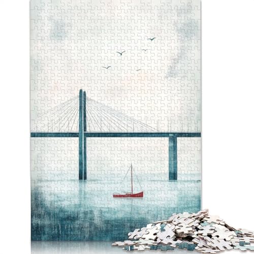 Brücken- und Segelboot-Puzzle, kreative Spiele, 100% recycelter Karton, Puzzle für Erwachsene, 1000 Teile (26 x 38 cm) von QBIREX