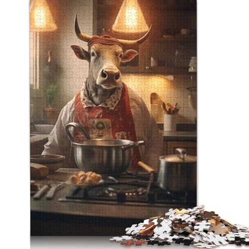 Bull Cooking Kitchen Lustige 520 Puzzles für Erwachsene. Freundliche Materialien. Coole Puzzles für Erwachsene für Jungen oder Mädchen. 520 Teile (52 x 38 cm) von QBIREX