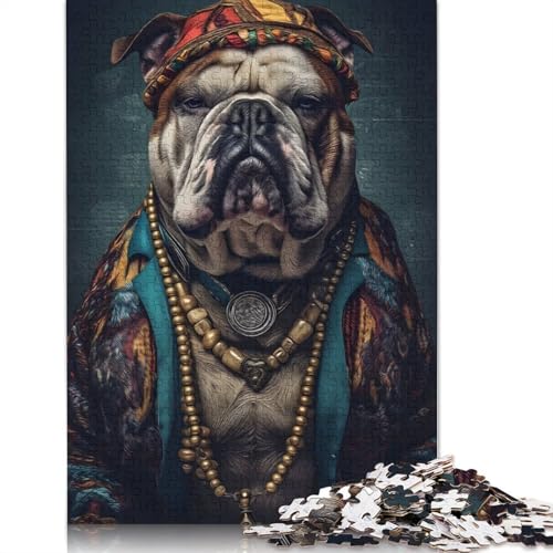 Bulldog EL Jefe Puzzle, schwieriges Hartpapier, rechteckiges Puzzle für Erwachsene und Kinder, einzigartiges Geschenk, 1000 Teile (26 x 38 cm) von QBIREX