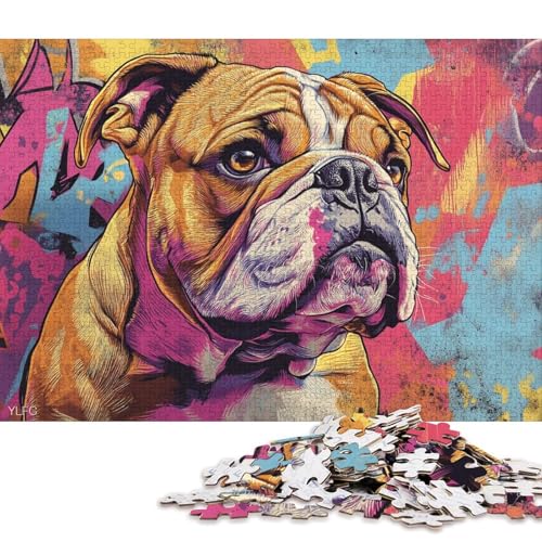Bulldog Puzzle, einzigartige Heimdekoration, 100% recycelter Karton, Puzzle für Jungen oder Mädchen, 70 x 50 cm/1000 Teile von QBIREX