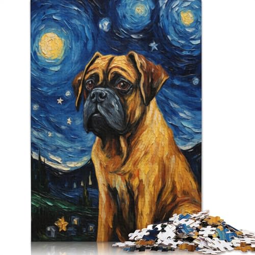 Bullmastiff-Puzzle, rechteckig, aus Pappe, Geschenk für Kinder ab 12 Jahren, 1500 Teile (85 x 57 cm) von QBIREX