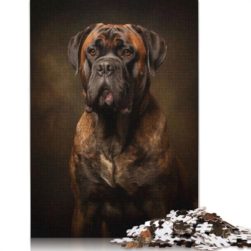 Bullmastiff Puzzle 1000 Teile Schwer Puzzle Spielzeug Lernspiel Impossible Herausforderungsspielzeug Für Erwachsene Kinder 1000pcs (38x26cm) von QBIREX
