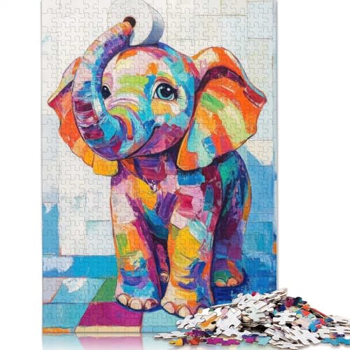 Bunter Elefant mit Toilettenpapier-Puzzle, Familienspaß, rechteckiges Papierpuzzle für Jungen oder Mädchen, 1000 Teile (75 x 50 cm) von QBIREX