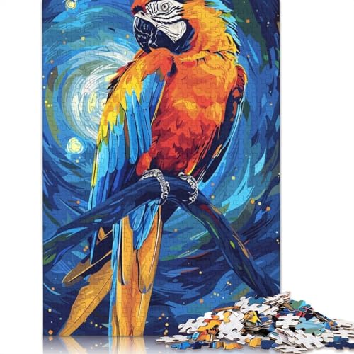 Bunter Papagei auf AST, digitales Kunstpuzzle für Erwachsene und 1000-teilige Papierpuzzles für Erwachsene, Puzzles, 1000 Teile (38 x 26 cm) von QBIREX