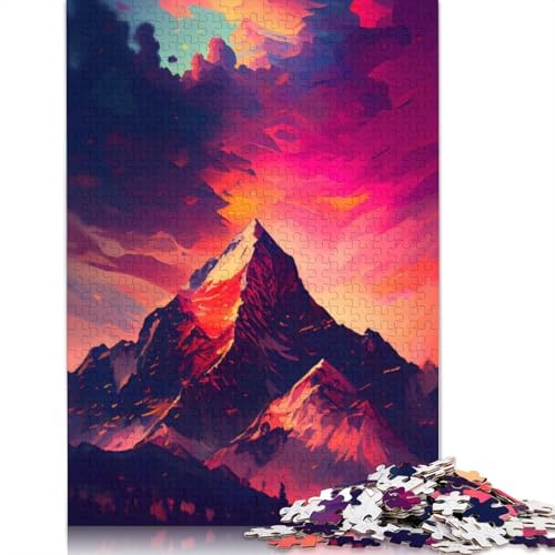 Buntes Bergpuzzle, Dekompressionsspielzeug, rechteckiges Papierpuzzle für Kinder und Erwachsene ab 12 Jahren, 1000 Teile (26 x 38 cm) von QBIREX