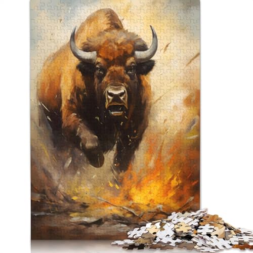 Buntes Bison-Puzzle, Dekompressionsspielzeug, rechteckiges Papierpuzzle für Kinder und Erwachsene ab 12 Jahren, 1000 Teile (75 x 50 cm) von QBIREX