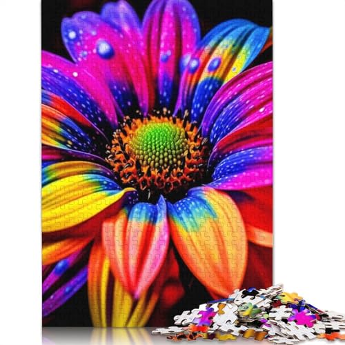 Buntes Blumen-Puzzle, Dekompressionsspielzeug, rechteckiges Papierpuzzle für Kinder und Erwachsene ab 12 Jahren, 1000 Teile (75 x 50 cm) von QBIREX