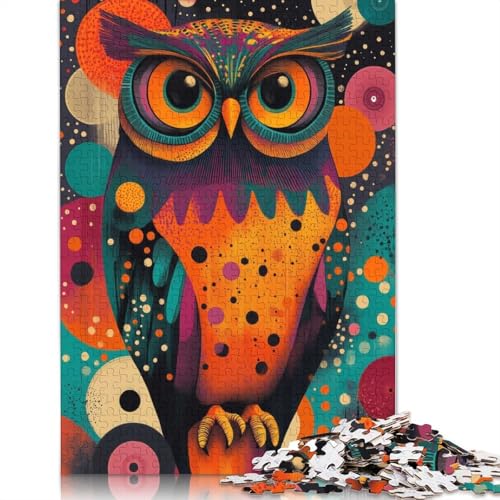 Buntes Eulen-Puzzle, lustiges Premium-Puzzle aus Karton für Erwachsene, 1000 Teile (75 x 50 cm) von QBIREX