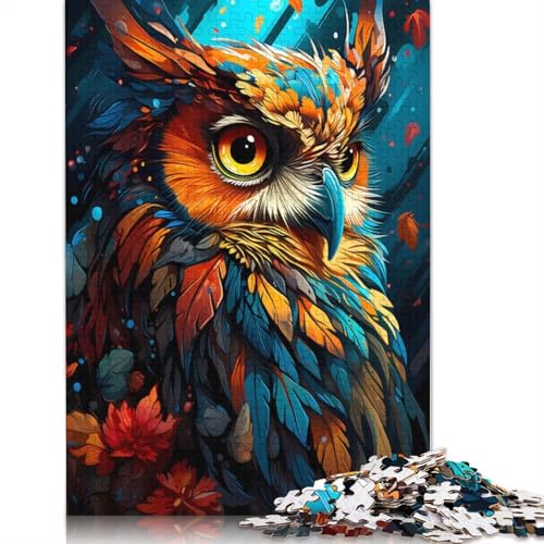 Buntes Eulengesicht-Puzzle, 100% Recyclingkarton, 100% Recyclingkarton, Puzzle für Jungen oder Mädchen, 1000 Teile (26 x 38 cm) von QBIREX