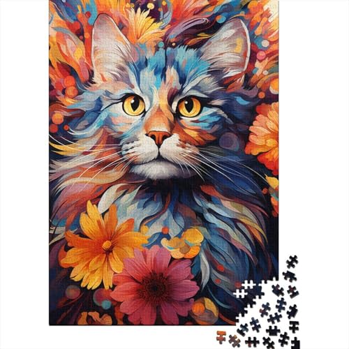 Buntes Fantasie-Katzen-Puzzle, Denksportaufgabe, 100% recycelter Karton, Puzzle für Damen und Herren, 1000 Teile (75 x 50 cm) von QBIREX