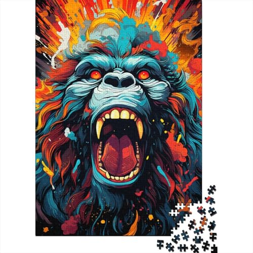 Buntes Gemälde, Tier-Orang-Utan-Puzzle, 100% recyceltes Kartonpapier, rechteckiges Puzzle für Erwachsene und Kinder, 1000 Teile (75 x 50 cm) von QBIREX
