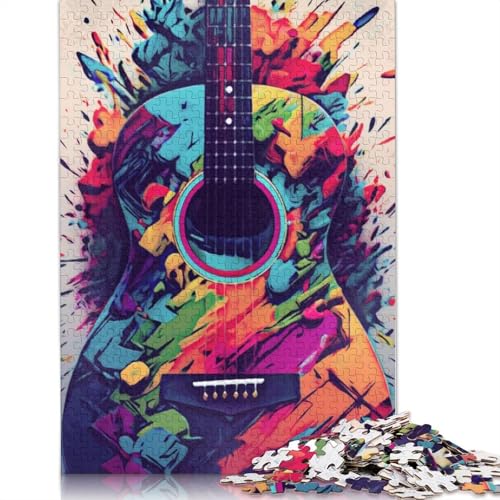 Buntes Gitarren-Sprühkunst-Puzzle, umweltfreundliche Materialien, 100% recycelter Karton, Puzzle für Erwachsene und Kinder, 1000 Teile (75 x 50 cm) von QBIREX