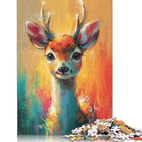 Buntes Hirsch-Puzzle, 100% recycelter Karton, 100% recycelter Karton, Puzzle für Jungen oder Mädchen, 1000 Teile (26 x 38 cm) von QBIREX