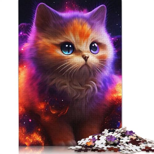 Buntes Katzen-Puzzle, Denksportaufgabe, rechteckiges Papierpuzzle für Erwachsene und Teenager, 1000 Teile (75 x 50 cm) von QBIREX