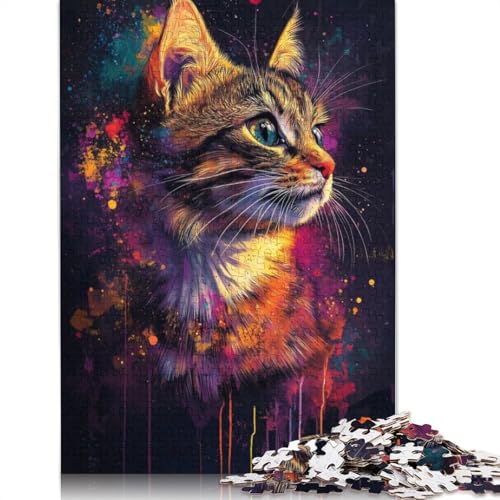 Buntes Katzenporträt-Puzzle, 100 Prozent recycelte Pappe, Puzzle für Jungen oder Mädchen, 1000 Teile (26 x 38 cm) von QBIREX