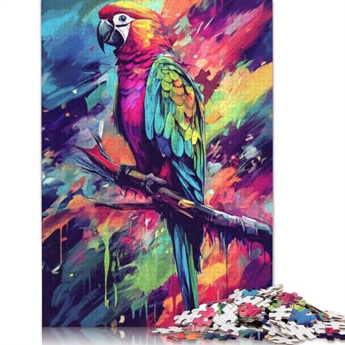 Buntes Papageien-Malpuzzle, präzises, ineinandergreifendes rechteckiges Papierpuzzle für Jungen oder Mädchen, 1000 Teile (26 x 38 cm) von QBIREX